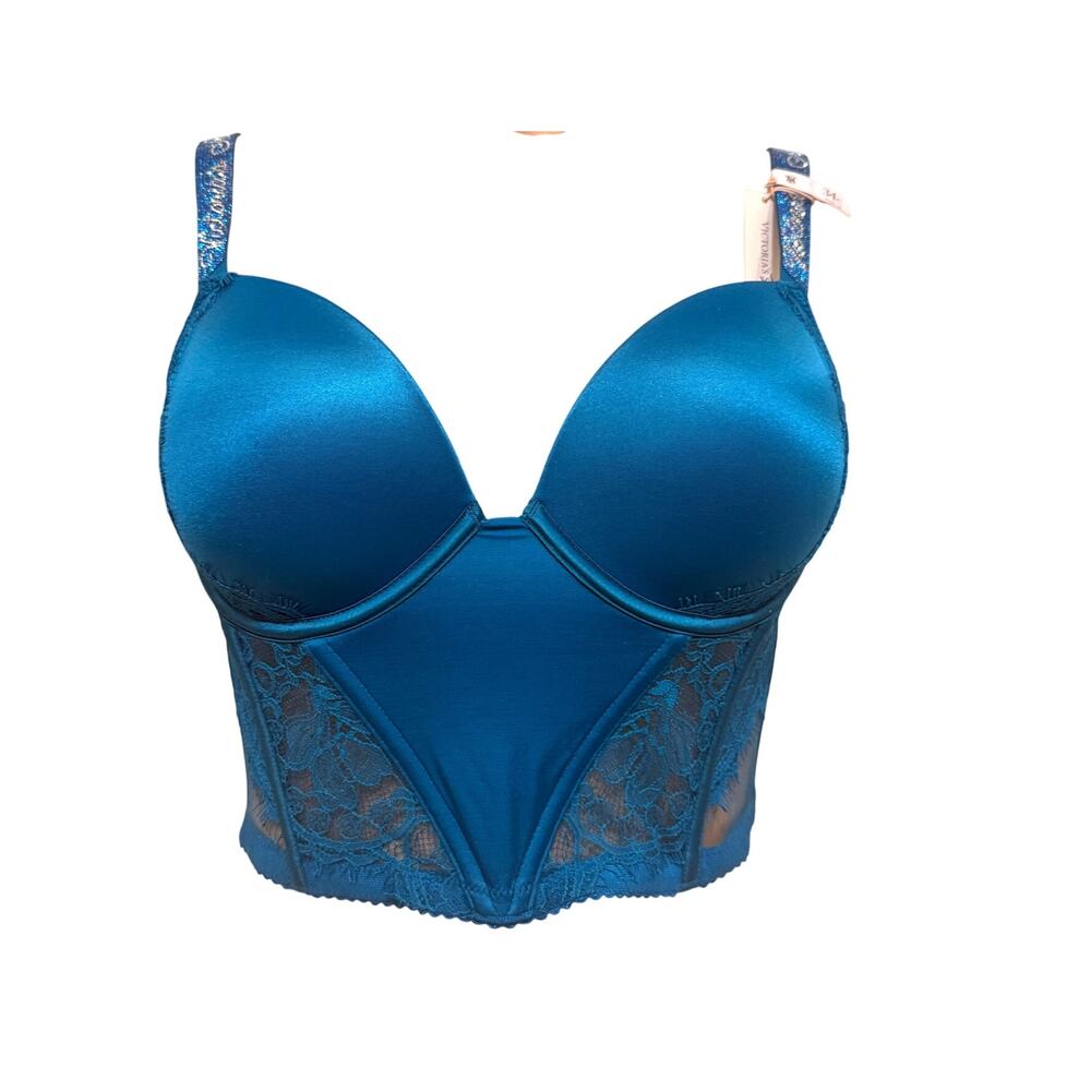 NWT Victoria’s Secret 34B rhinestone strap lace push up corset BC2 3303
